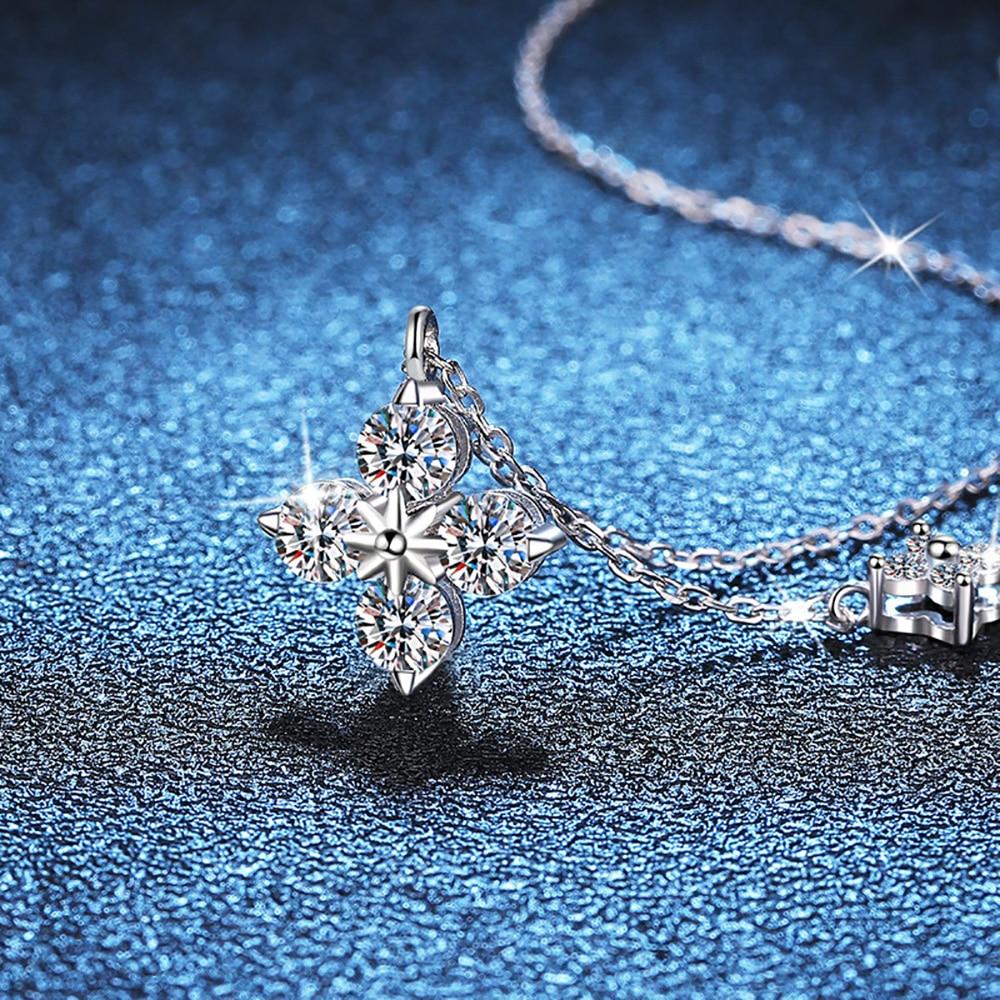 

D Цвет 1,2 карата, 4 камня, настоящий 4 мм, полное ожерелье из муассанита для женщин, подарок, стерлинговое серебро S925, пластина, ювелирные изделия 18 карат