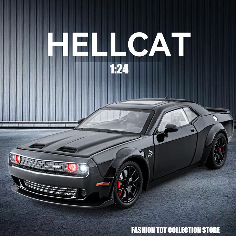 1/24 Dodge Challenger Hellcat Autíčka litá Metel Auta Hračka Tahni zpět Modely aut Hellcat se zvukem a světlem Hellc pro děti