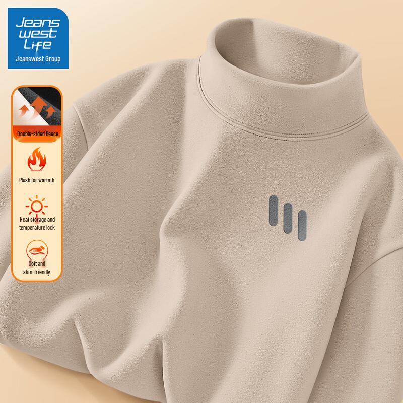 Jeanswest Men s Fleece-Lined Semi-High Neck Long Sleeve Thermal Top M