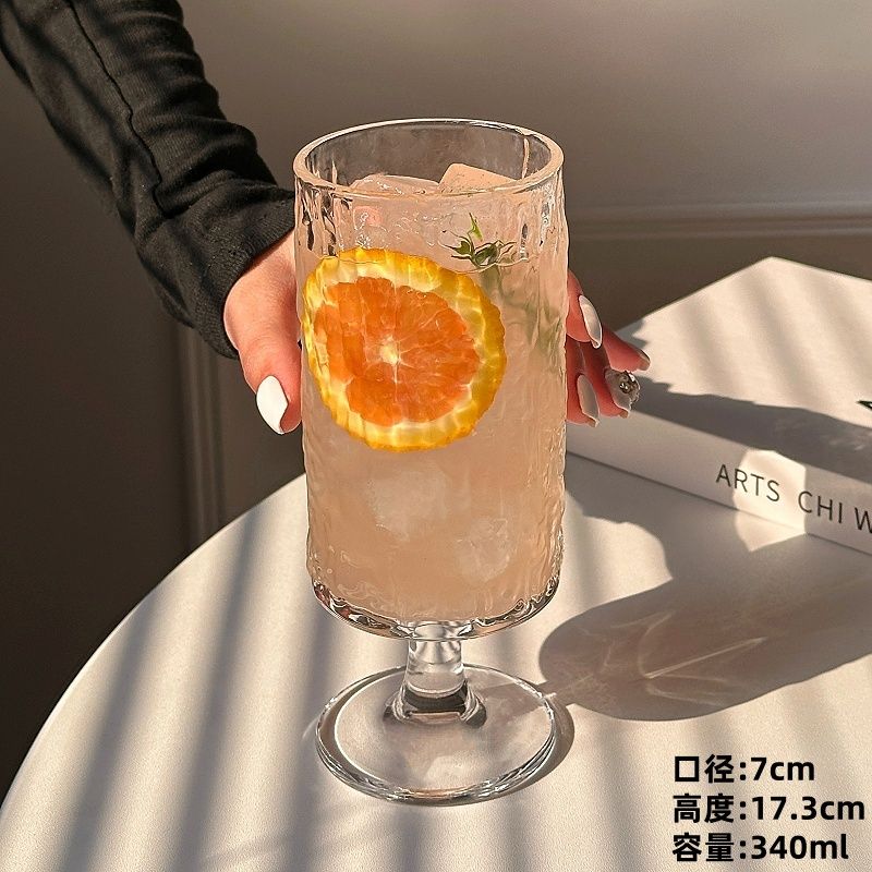 High-quality Juice Glass For Household High-value Tree Pattern Straight Tube Creative Transparent Fruit Tea Sparkling Water Cup Cocktail Glass