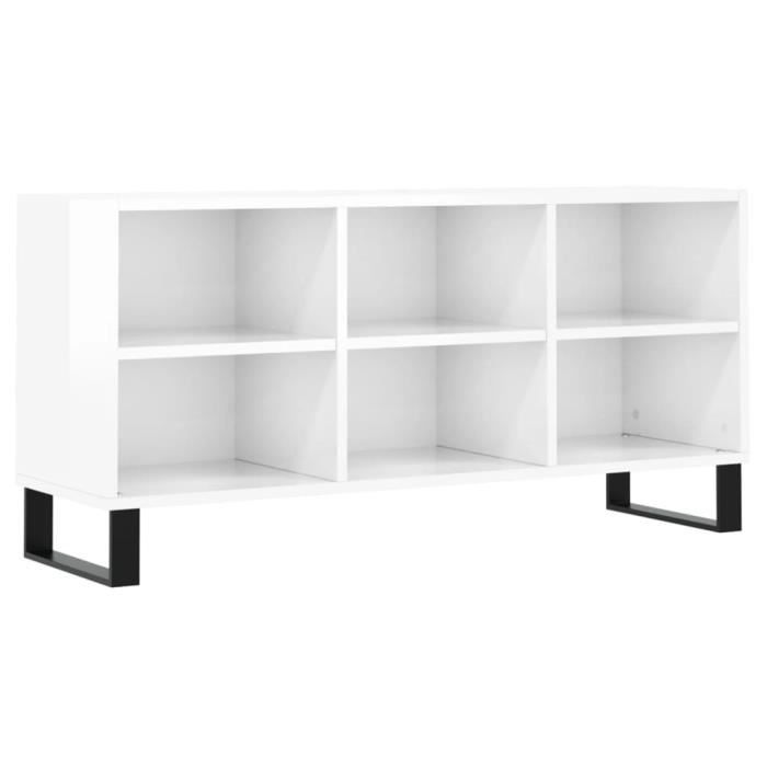 VidaXL Meuble TV blanc brillant 103,5x30x50 cm bois d'ingénierie 826998