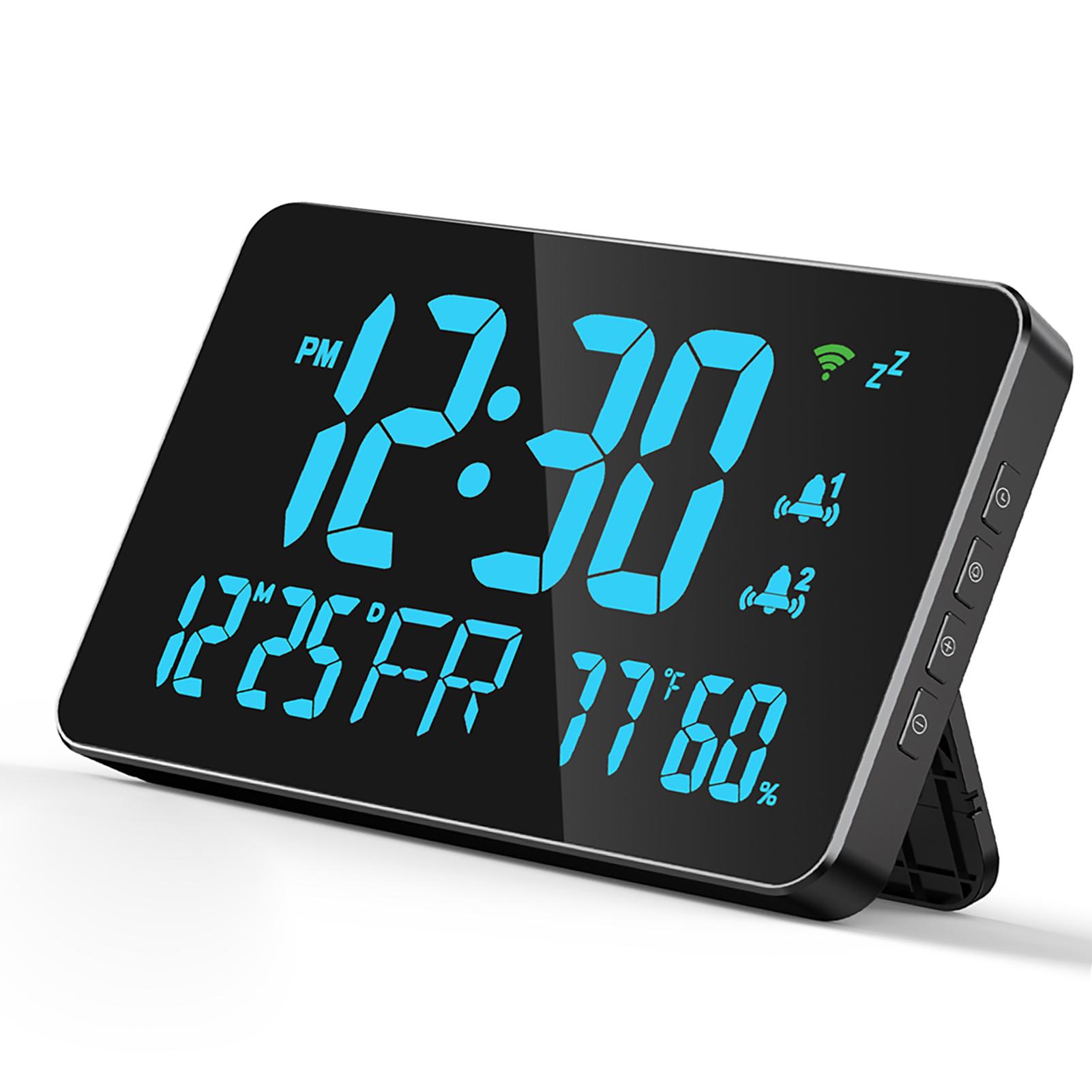 

Tuya WiFi Настольные часы-календарь Интеллектуальный термометр гигрометр с цифровым светодиодным дисплеем Поддержка WIFI Авто синий