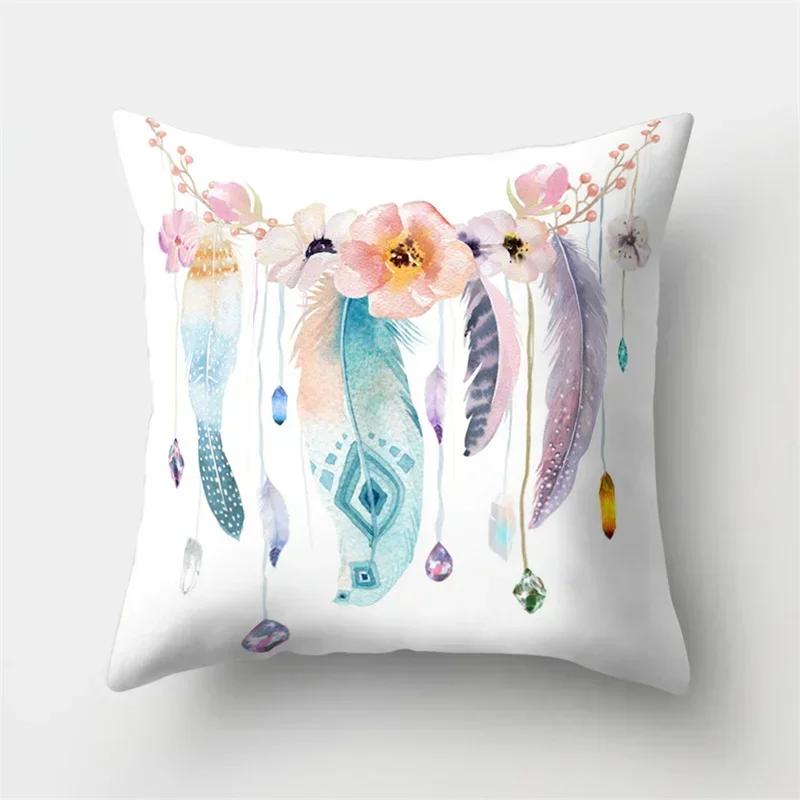 45X45Cm Feather Pillowcase Bohemia Dreamcatcher Polyester Cushion Cover Sofa Living Room Car Waist Pillow Cases Home Decoration