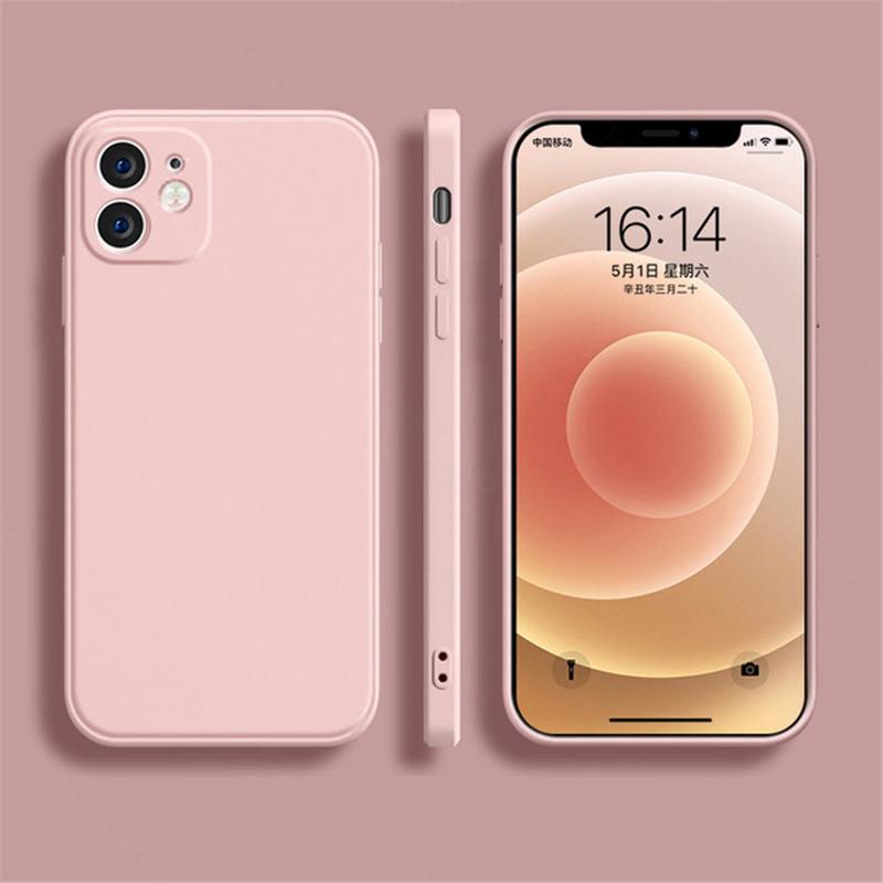 Skin Feel Liquid Silicone Case For iPhone 14 13 12 11 Pro Max X XR XS Max 8 7 6 Plus Shockproof Square Bumper Soft Back Cover