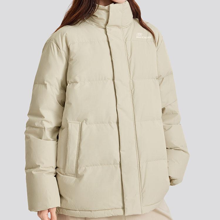 Skechers Teflon Three-Proof Short Down Jacket Unisex outerwear Light-Coffee L324U108-0046
