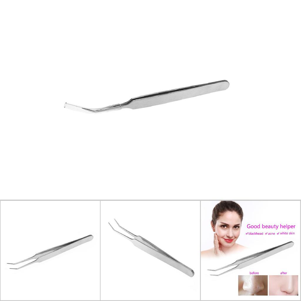 Stainless Steel Acne Blackhead Eliminate Tweezer Beauty Nipper Makeup Tool (Oblique Tip 8.7cm)
