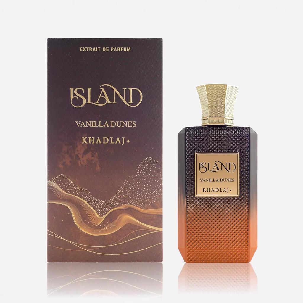 Khadlaj Island Vanilla Dunes Extrait De Parfum 100ml – Warm Spicy Vanilla Unisex Fragrance, Long-Lasting Gourmand Scent Less