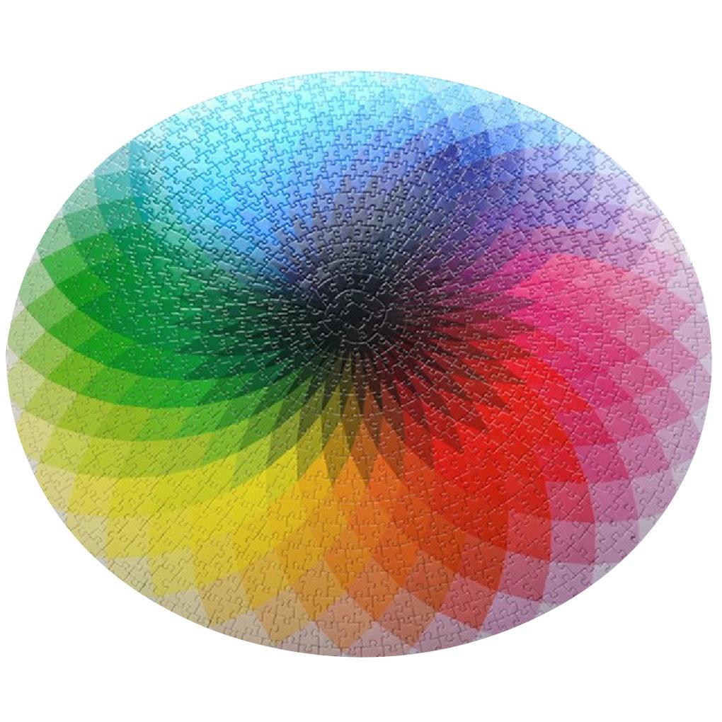 1000 Pcs/set Colorful Rainbow Round Geometrical Photopuzzle Adult Kids DIY Educational Toy Jigsaw Puzzle Paper