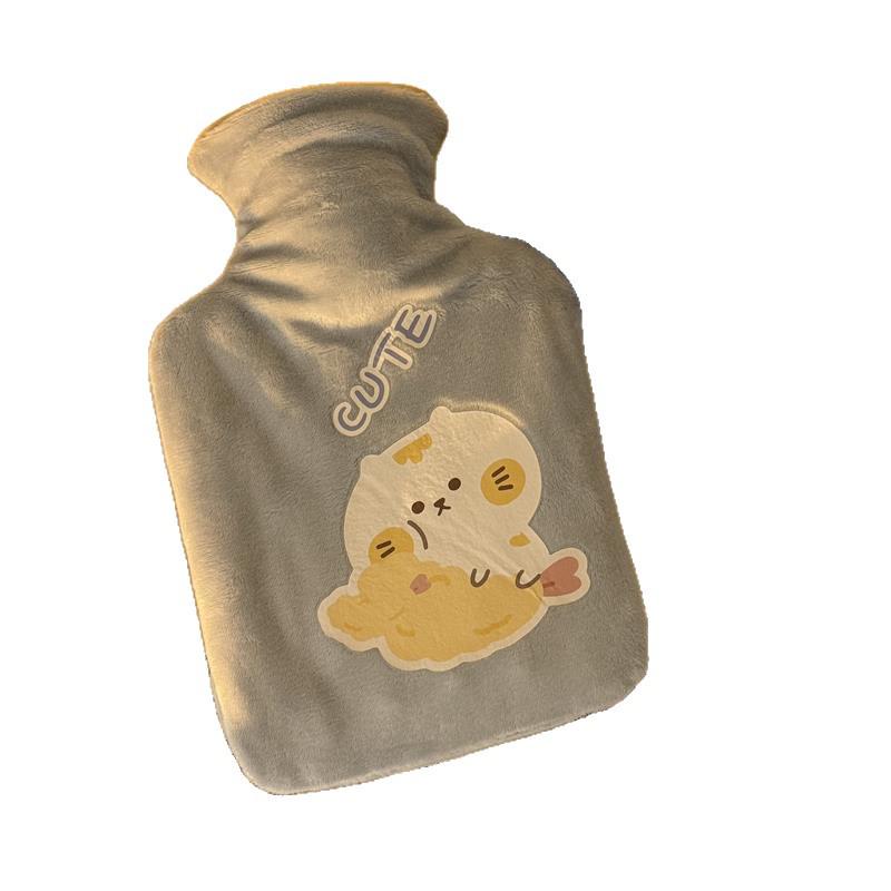 Cartoon Plush Hot Water Bottle with Thickened Cover - Winter Belly and Hand Warmer