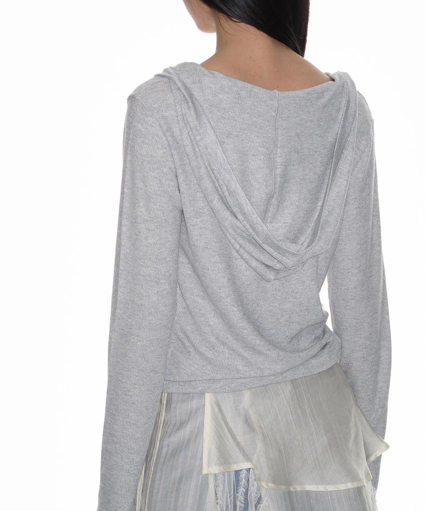 Soft Rib Hood Top_Light Melange Gray