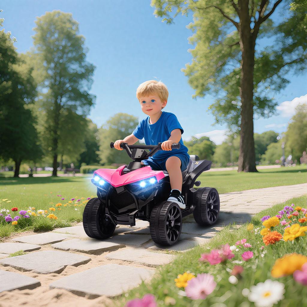 Electric Ride-On Quad Bike for Kids, 6V, Music, LED Headlights, 18-56 Months, 70 x 42 x 45 cm, Pink