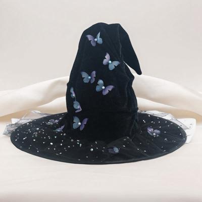 Yousheng Butterfly Witch Hat Adjustable Design Lightweight Comfortable To Wear Party Top Hat Halloween Costume Accessory