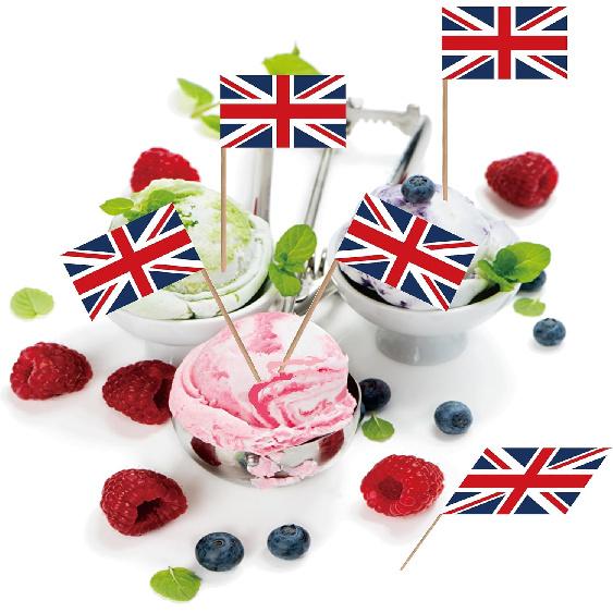 United Kingdom UK British Toothpick Flag Union Jack National Small Mini Cocktail Fruit Cupcakes Toppers Food Stick Flags Decorations,100 Pack