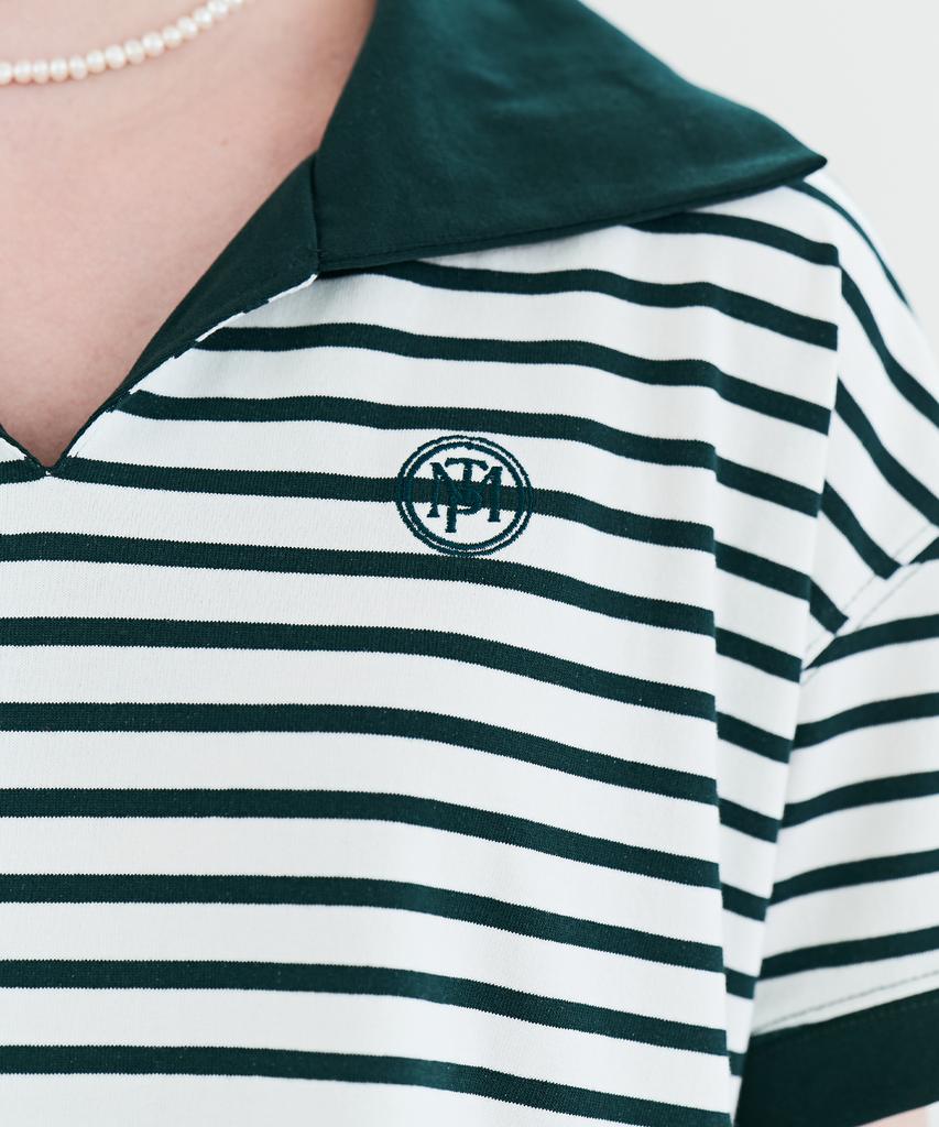 Metapeo Met Striped Collar Summer Dress Green