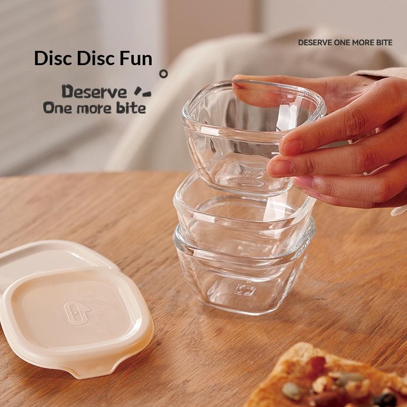 1 Stück kleine Glasschale mit Deckel Klarer Glasbehälter Stapelbar Für Desserts Puddings Saucen Dips Nüsse Haferflocken Süßigkeiten Süßigkeiten