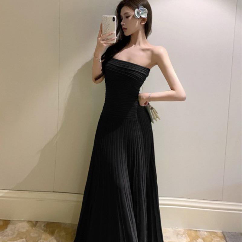 Green Slim Waist Sexy Tube Top Knitted Long Dress High-end Seaside Vacation Dress Women