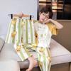 100% Cotton Boys Pajama Set Short Sleeve Long Pants 3-Piece Cartoon Sleepwear Kids Teens Home Wear