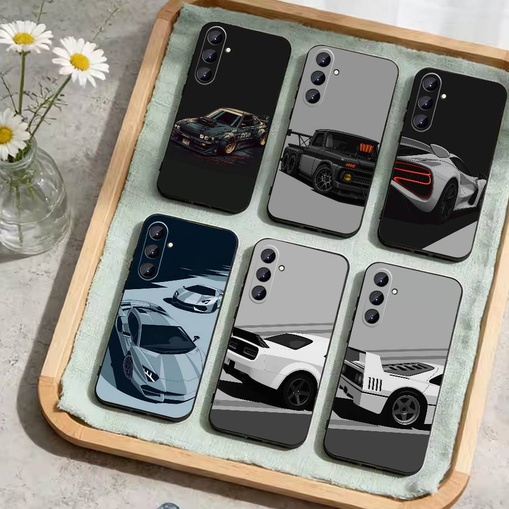 Car Cool sport Phone Case For Samsung Galaxy A73,A21s,A22,A31,A52,A53,A71,A41Soft Black Shell