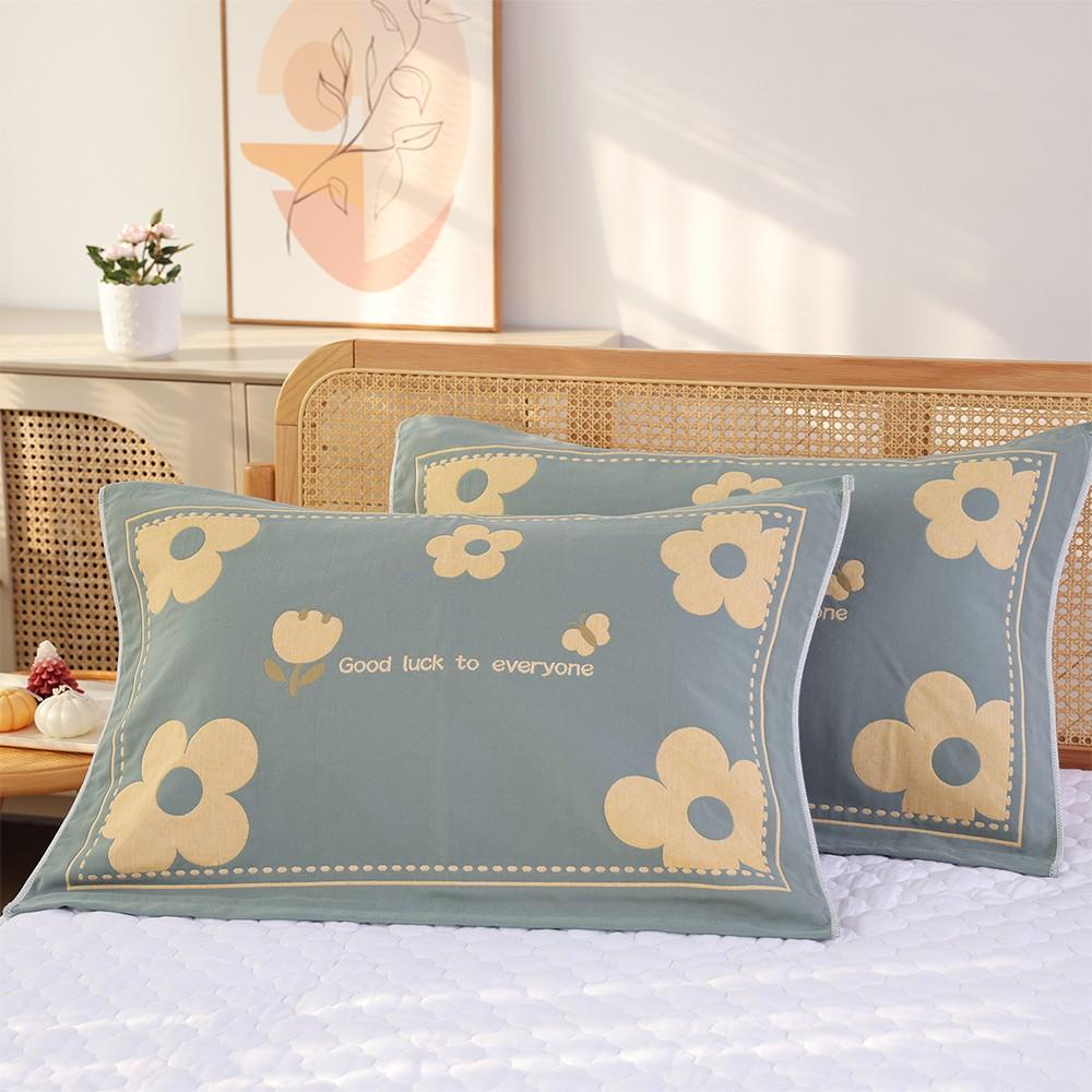 A Pair of Pure Cotton Gauze Pillow Towels, New High-density Soft Adult Cover Towels, Cotton Non-slip and Breathable Household