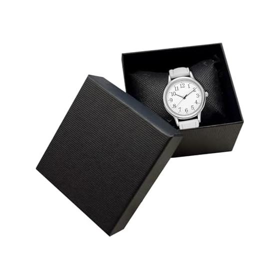[White Base] Leather Band Women's Watch with Box/waterproof Function for Gift