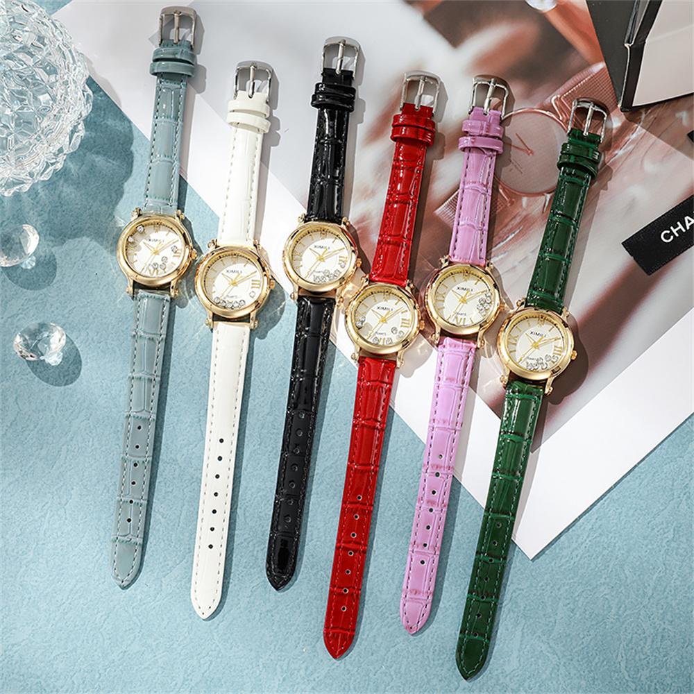 Simple Roller Ball Quartz Watch Business Leather Women's Dress Clock Wristwatch
