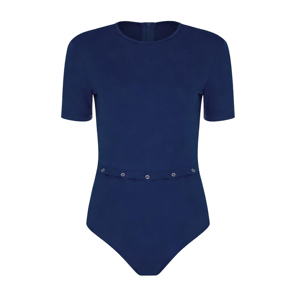 Damen Adaptiver Body Kurzarm Zugang für Ernährungssonde Druckknöpfe Bauchbereich Spezielle Bedürfnisse Jumpsuit