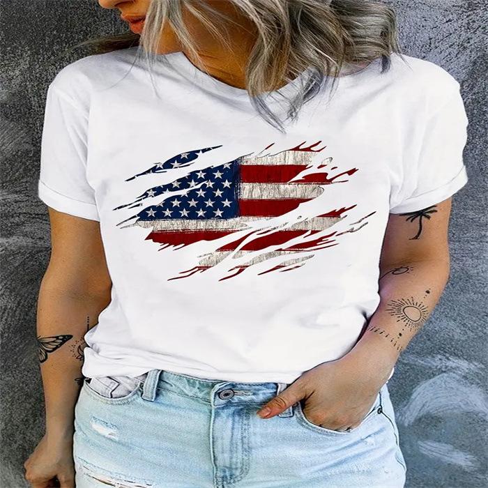 Reines Baumwoll-T-Shirt mit Buchstabenmusterdruck Sommer Kurzarm O-Ausschnitt Lustige Damen-T-Shirts