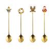 4pcs/set Christmas Stainless Steel Coffee Spoons Tea Scoops Fork Festival Party Tableware Christmas NewYear Gifts