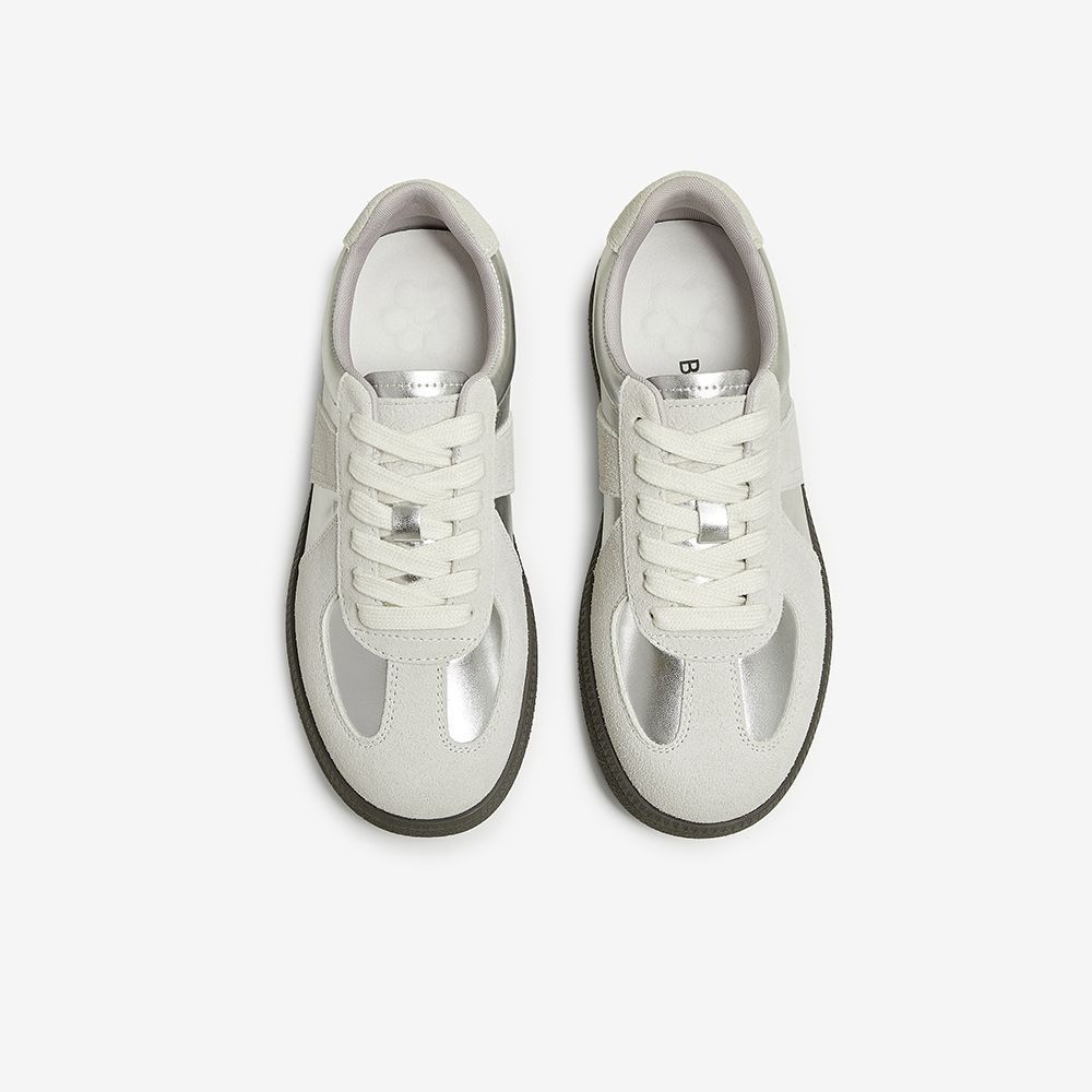 Spring new shopping mall simple retro German training shoes flat heel women's casual shoes dopamine flat bottom