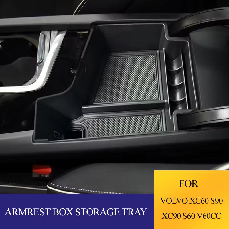 For Volvo XC60 XC90 S90 S60 V60 V90 2017-2026 Car Center Console Armrest Box Storage Tray Holder Organizer Container Accessories