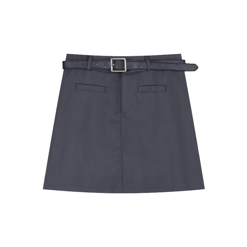 Grey High-Waisted Casual Design-forward Slimming All-match Versatile Skirt for Women Summer College Style Flirty Versatile A-Line Bodycon