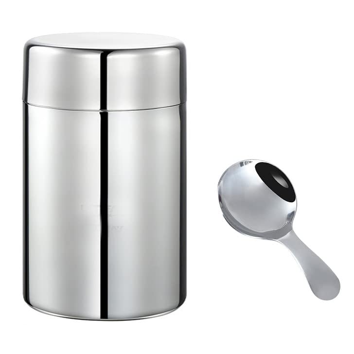 Desirable Tea Canister and Teaspoon Set, 304 Stainless Steel, Tea Caddy, Tea Caddy, Tea Storage Container, Canister, Tea Set (220g)