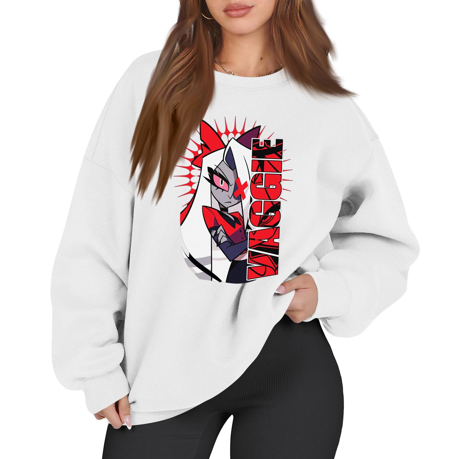 

Женский модный пуловер с длинным рукавом, принтом и круглым вырезом, свободного кроя XL белый