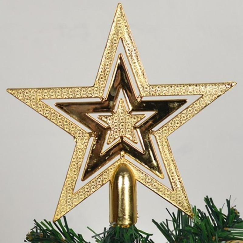 1Pc Outdoor Home Decor Merry Christmas Ornaments Tree Topper Glitter Star Decoration