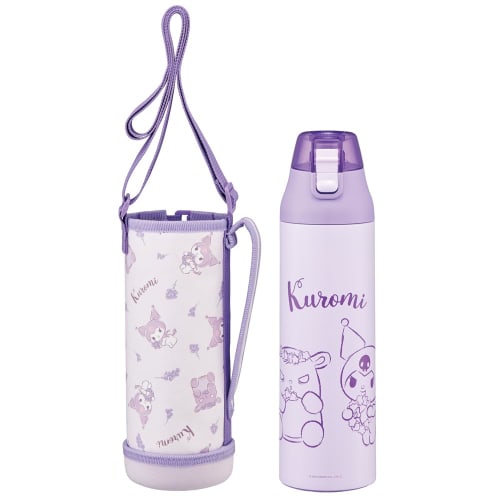 Skater Sports Bottle Direct Drinking Water Bottle 990ml with Bottle Cover Kuromi Flower Wreath Sanrio KSDC10S-A