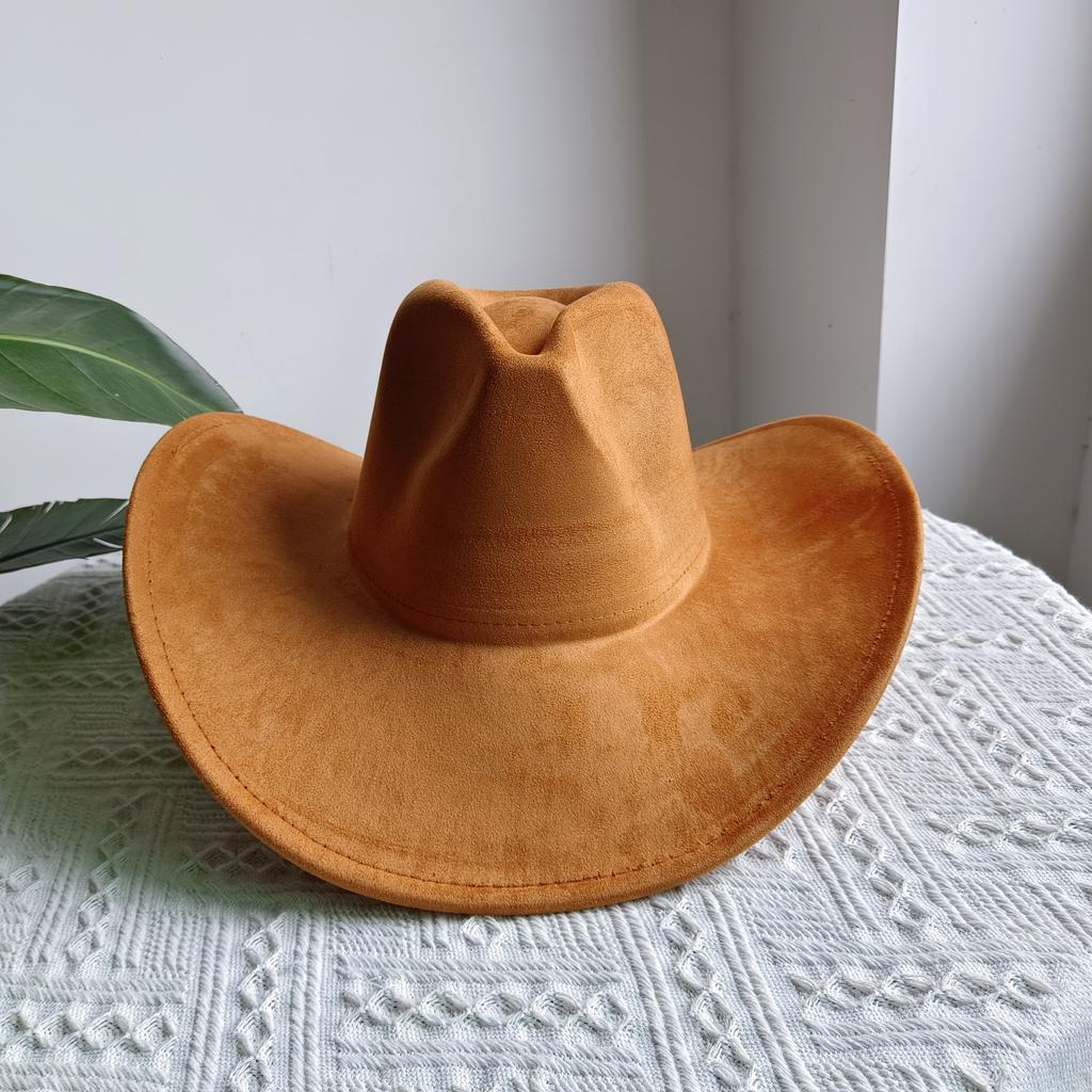 Suede Purple Cowhead Cowboy Hat New Large Size Cowboy Hat Suede Material Water Drop Top Men's and Women's Knight Hat 2023
