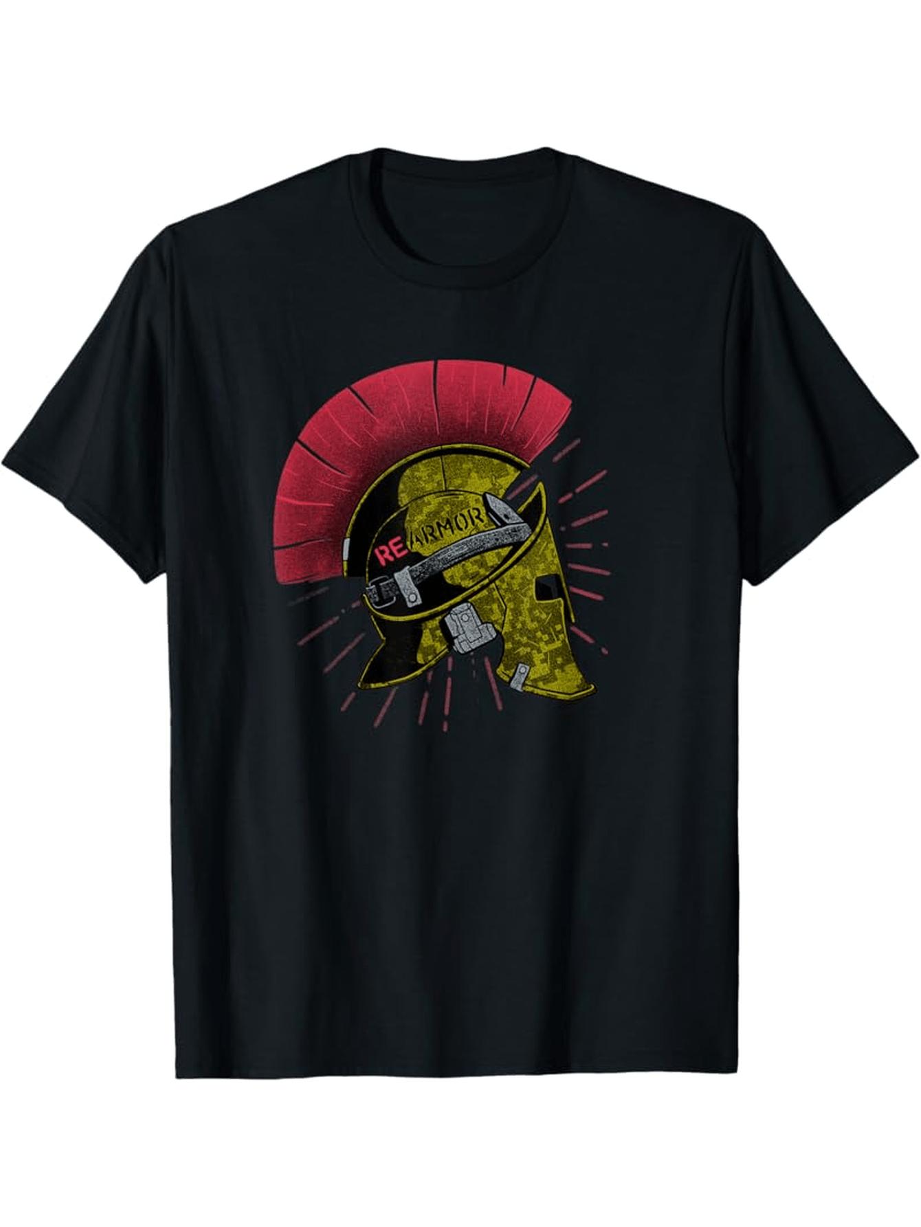 

Spartan Helmet Greek Lettering T-Shirt 100% Cotton O-Neck Short Sleeve Summer Casual Mens T-shirt Streetwear - Men s Summer C... S разноцветный