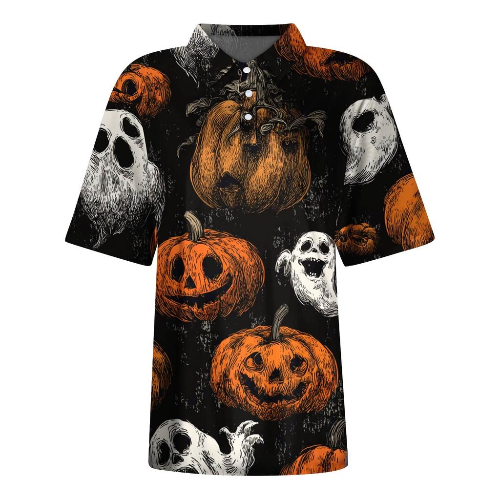 Women's Fashion Casual Lapel Short Sleeve Printed Shirt Women's Button Up Tops