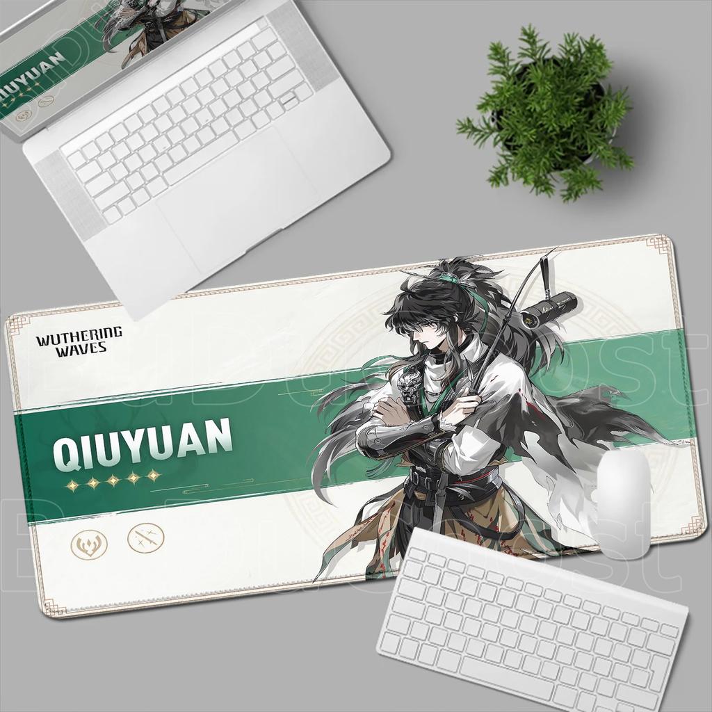 Hot Wuthering Waves Qiuyuan Mouse Pad XXL Gaming Computer Gamer PC 400x900mm Keyboard Desk Mat Non-Slip Rubber Laptop Mouse Pads