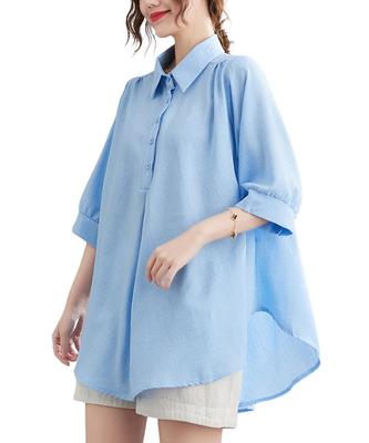 Cute and Mature Large Short Office Cut and Summer Clothes Light [Dep Club] Blouse, Size, Office, Sleeve, Casual, Women's Sew, Shirt, Top, 3/4 Sleeve,