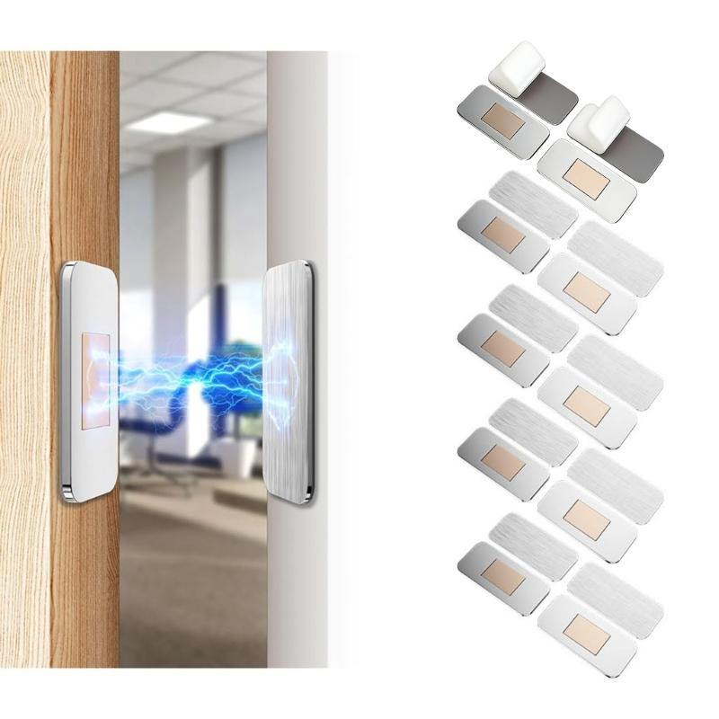 Durability Stainless Steel Door Stoppers for Cabinets Powerful Magnets Wardrobe Adhesive Mount Simple Setups