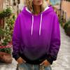 Women's Gradient Printed Long Sleeve Hoodie with Pocket and Casual Top