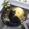 Black Cat Round Area Rug,Carpet Rug for Living Room Bedroom Sofa Playroom Decor,Non-slip Floor Mat
