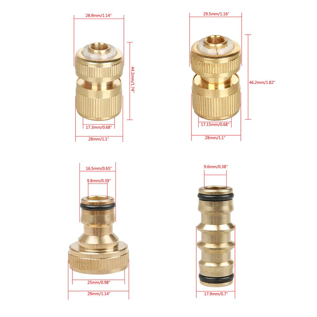 8Pcs Brass Garden Hose Connector, 1/2Inch and 3/4Inch Faucet Adapter, Garden Hose Quick Connectors Brass Hose Fittings