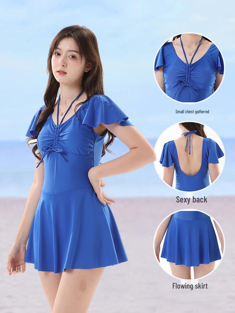 2026 Women's Summer Slimming One-Piece Swimsuit with Skirt - Stylish & Sexy for Vacation & Hot Springs