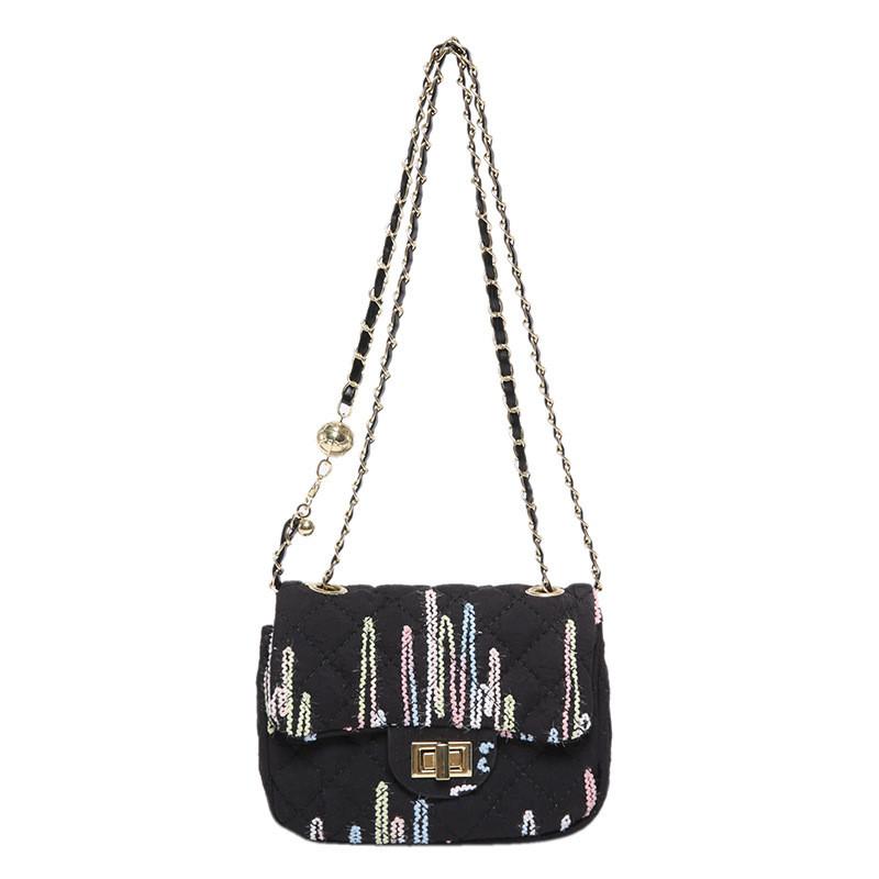 

Stylish Casual Chain Crossbody Bag Featuring Colorful Stripes Perfect For Summer чорний