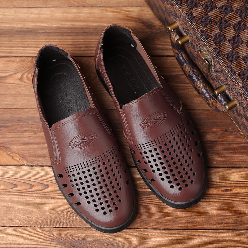 

Новые летние полые сандалии мужские деловые туфли из кожи повседневные британские мужские туфли дышащие туфли для среднего и пожилого возраста 44 коричневый