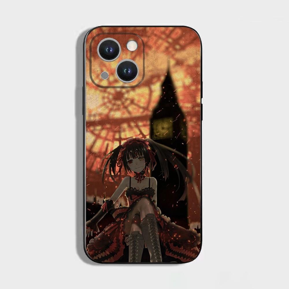 Tokisaki Kurumi Date a live 1 Phone Case For iPhone 16 15 Plus 14 13 Pro Max 12 Mini 11 X XS XR 7 8 8Plus Black Soft Phone Coque
