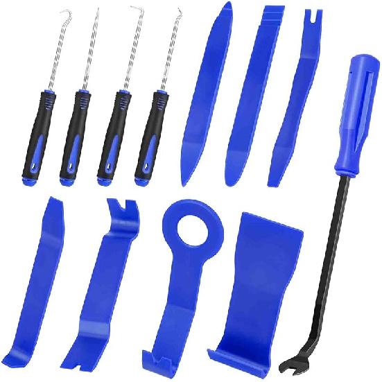 GLK Auto Trim Removal Tool Set, Plastic Pry Tool Kit, Prying Tool, Car Door Panel Clip Revmoal Tool, Fasteners Remover - 12Pcs Blue