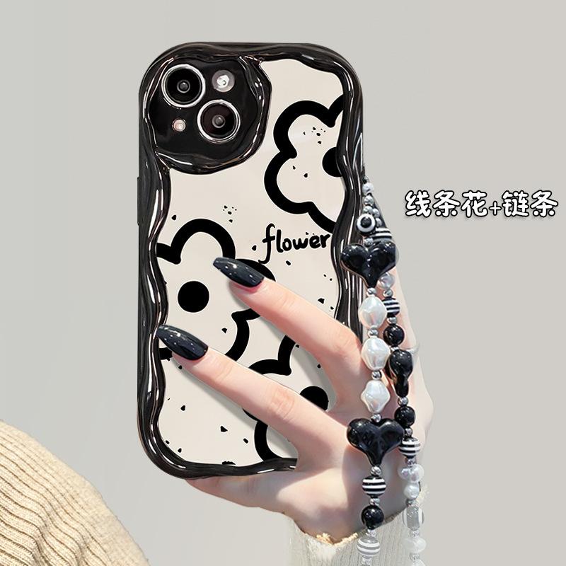 Ins Line Flower Bracelet Is Suitable for Apple 17promax Mobile Phone Case Iphone16 Silicone 15 Fine Hole Anti-drop 8.